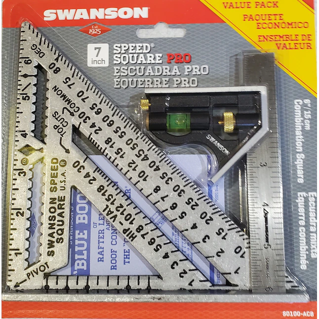 Swanson Tool Company Speed ​​Square Pro mit blauem Buch, 6-Zoll-Kombinationswinkel 