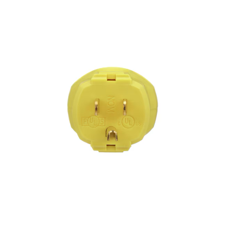 Eaton Arrow Hart Enchufe recto resistente con conexión a tierra de 3 cables NEMA 5-15 de 15 amperios y 125 voltios, amarillo