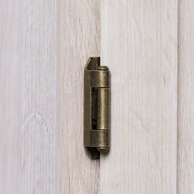 RELIABILT 200-Degree 1/2-in Overlay 1/2-in Inset Semi-wrap Surface Self-closing Aged Brass Cabinet Hinge, 1 Pair (2-Pieces)