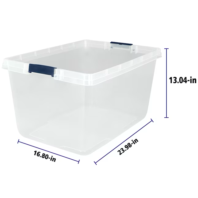 Project Source Medium 16.5-Gallons (66-Quart) Clear, White Tote with Latching Lid
