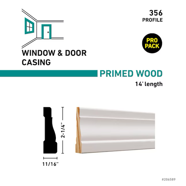 RELIABILT 11/16-in x 2-1/4-in x 14-ft Primed Pine 356 Casing (12-Pack)