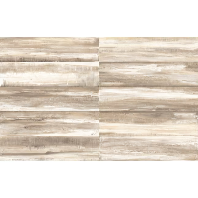 Allen + Roth Mountain Bend Camel, azulejo para piso y pared con aspecto de madera de porcelana esmaltada de 12 x 48 pulgadas (3,94 pies cuadrados/pieza)