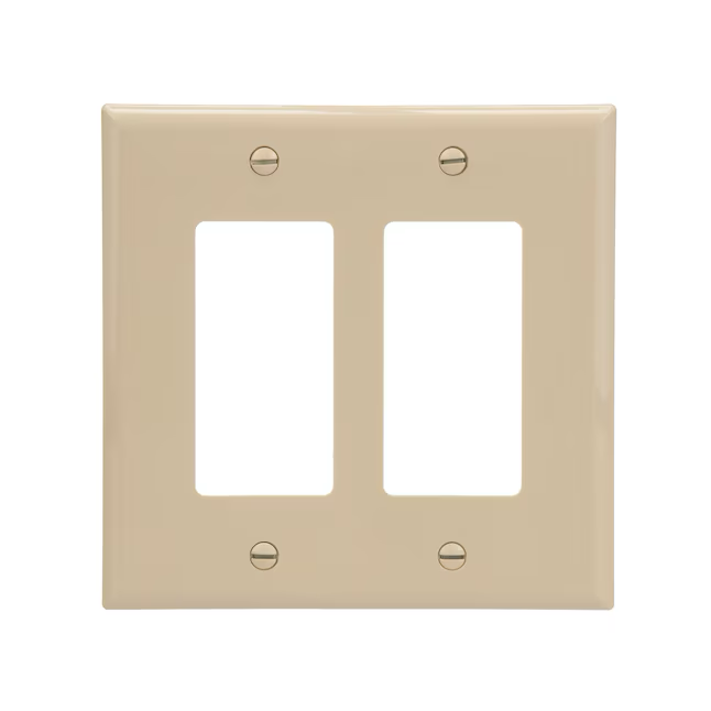 Eaton 2-Gang Midsize Ivory Polycarbonate Indoor Decorator Wall Plate