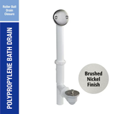 Keeney 1.5-in Brushed Nickel White/Brushed Nickel Roller Ball Drain with Plastic Pipe