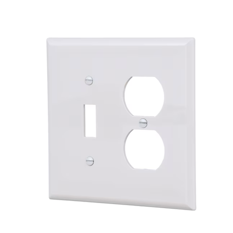 Eaton 2-Gang Midsize White Polycarbonate Indoor Toggle/Duplex Wall Plate