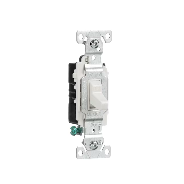 Eaton Interruptor de luz de palanca unipolar de 20 amperios, color blanco