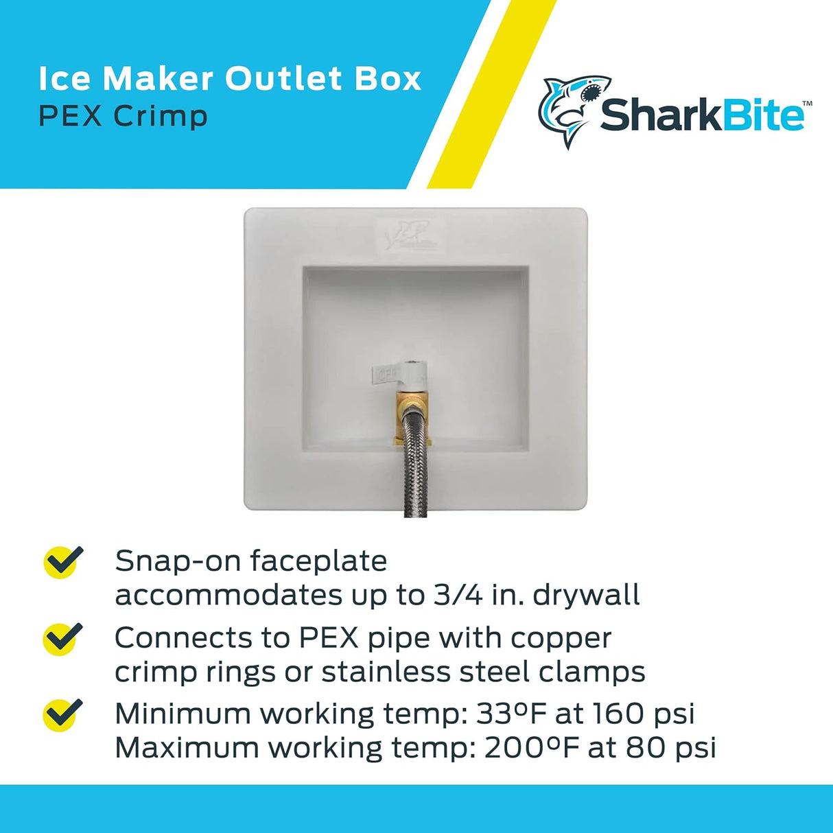SharkBite Caja de salida para máquina de hacer hielo de compresión de latón PEX de 1/2 pulg. x 1/4 pulg.