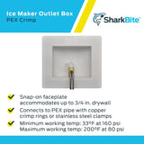 SharkBite Caja de salida para máquina de hacer hielo de compresión de latón PEX de 1/2 pulg. x 1/4 pulg.