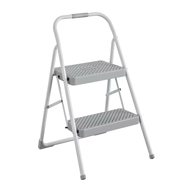 Project Source 2-Step 225-lb Capacity Gray Steel Foldable Step Stool