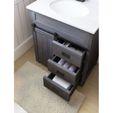 Style Selections Morriston tocador de baño con lavabo individual de Java envejecido de 30 pulgadas con tapa de piedra de ingeniería blanca