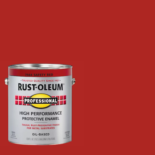Rust-Oleum Pintura de esmalte industrial a base de aceite para interiores y exteriores, color rojo brillante, profesional, de seguridad (1 galón)