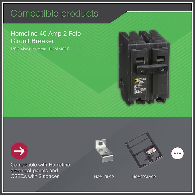 Square D Homeline 40-Ampere-2-poliger Standard-Auslöseschutzschalter