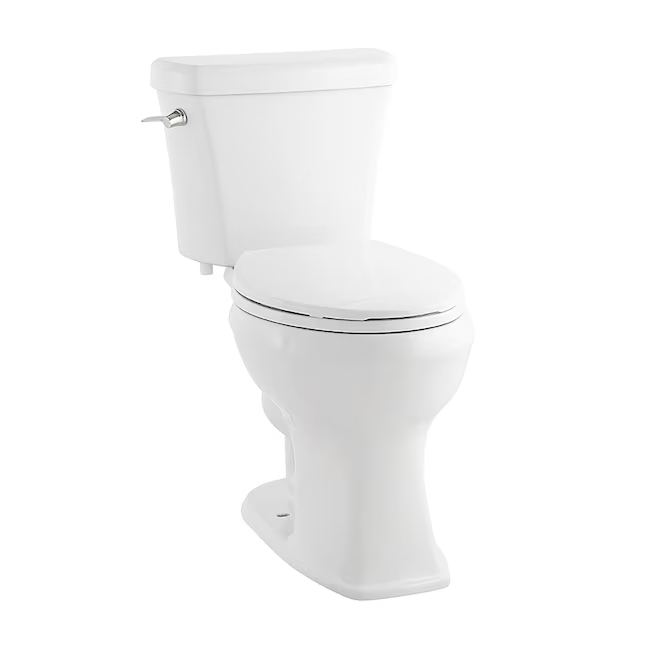 Project Source Danville White Elongated Chair Height 2-piece WaterSense Toilet 12-in Rough-In 1.28-GPF