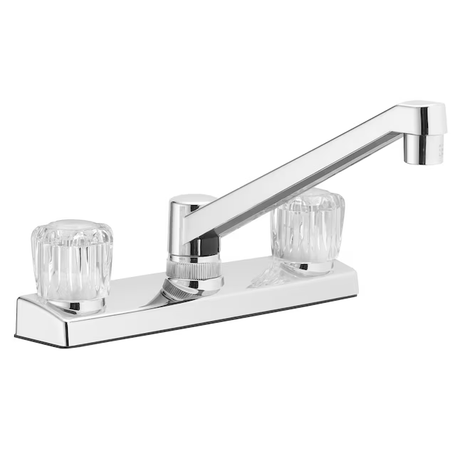 Project Source Chrome Double Handle Low-arc Kitchen Faucet with Deck Plate
