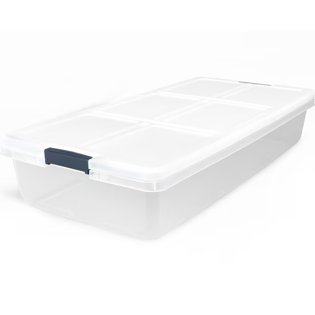 Project Source Large 13-Gallons (52-Quart) Clear, White Underbed Tote with Latching Lid