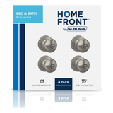 Home Front by Schlage Marwood - Perilla para puerta de privacidad para interior de cama/baño, níquel satinado, paquete múltiple (paquete de 4)