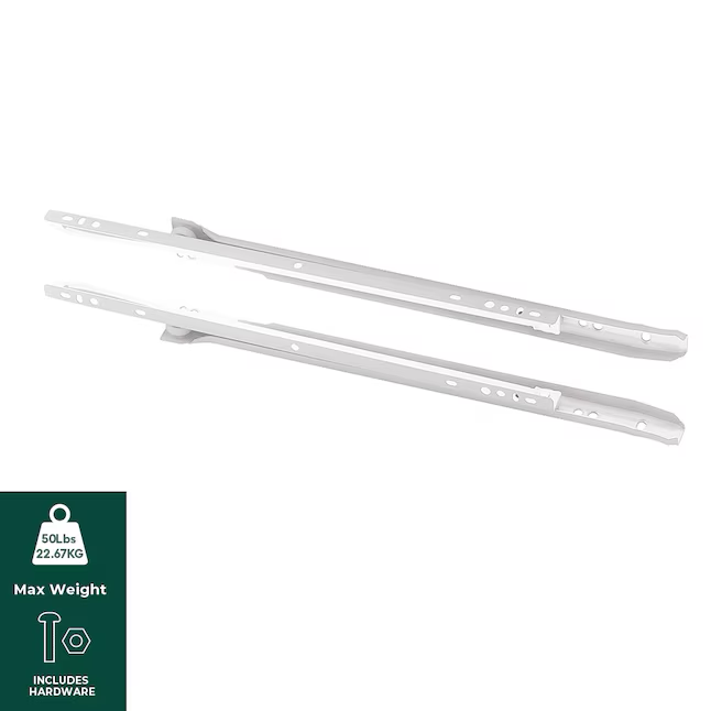 RELIABILT 24-in 3/4 Extension Self-closing Bottom Mount European 50-lb Load Capacity White Drawer Slide 1-Pair (2-Pieces)