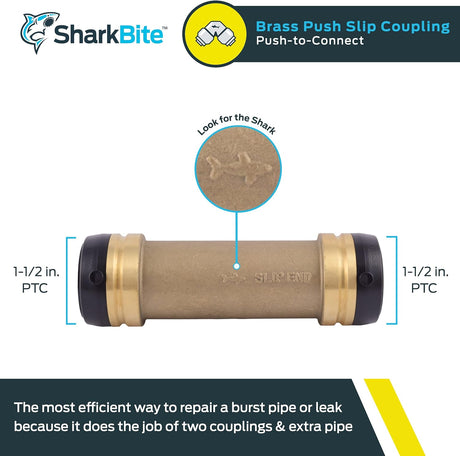 SharkBite 1-1/2 in. x 1-1/2 in. Brass Push Slip Coupling