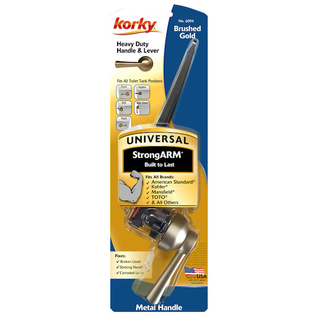 Korky Strong Arm Simple 8-in Front/side/neo-angle Mount Brushed Gold Universal Fit Handle with Lever