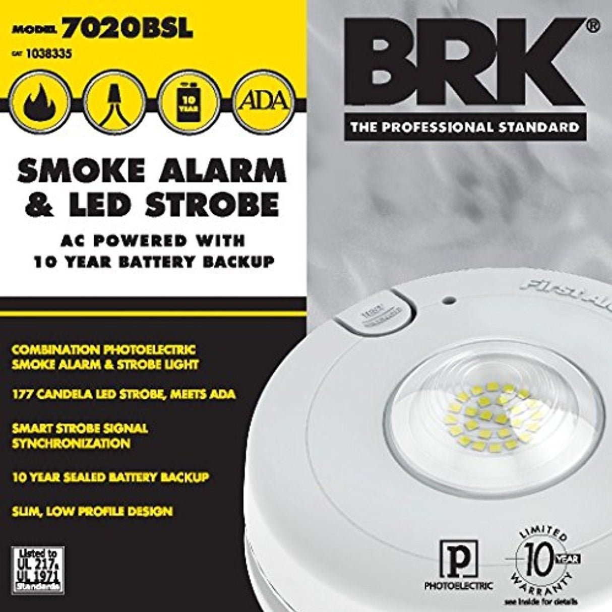 First Alert Hardwired LED Strobe Light Smoke Alarm with 10-Year Sealed  Battery - 7020BSL (1038335)