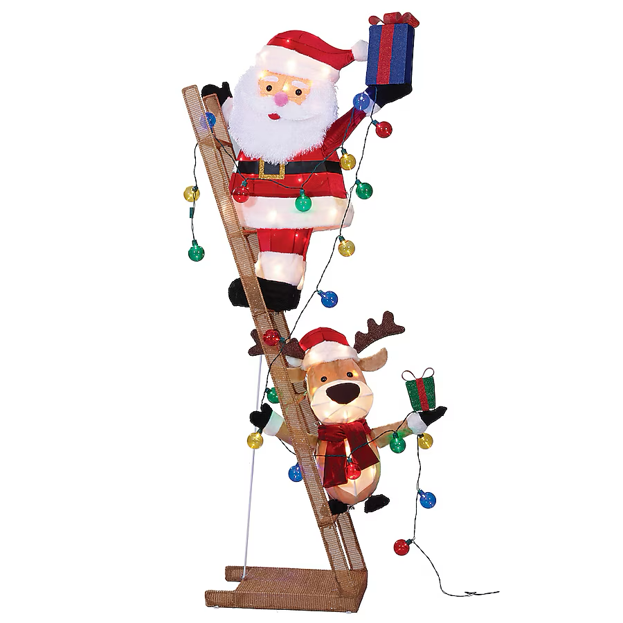 Holiday Living Santa and Moose on Ladder Decoration - Thumbnail 2