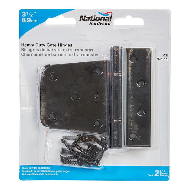 National Hardware paquete de 2 bisagras de puerta negras de 3-1/2 pulgadas