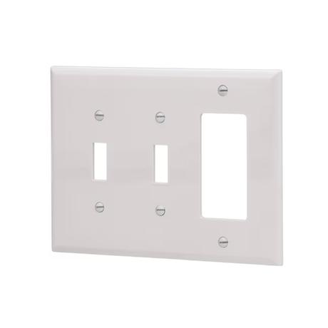 Eaton 3-Gang Midsize White Polycarbonate Indoor Toggle/Decorator Wall Plate