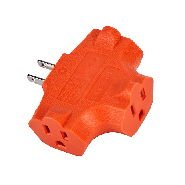 Project Source Adapter 15-Amp 3-wire Grounding Single To Triple Orange Basic Standard Adapter