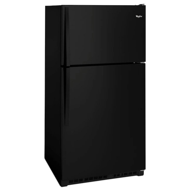 Refrigerador con congelador superior Whirlpool de 20.5 pies cúbicos (negro)