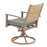 Allen + Roth Townsend Juego de 2 sillas de comedor giratorias con estructura de acero marrón de mimbre y asiento acolchado gris