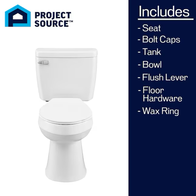 Project Source  Pro-Flush White Elongated Chair Height 2-piece WaterSense Toilet 12-in Rough-In Size (Ada Compliant)
