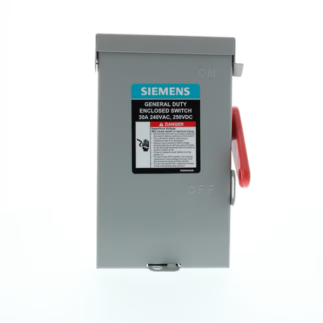 Desconexión por interruptor de seguridad de servicio general con fusible de 2 polos y 30 amperios Siemens