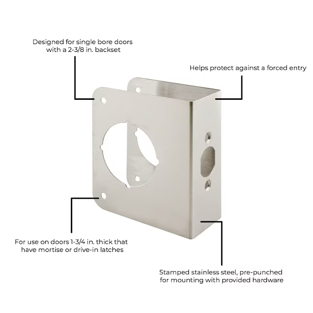 RELIABILT Türverstärker, satiniert, 3-7/8 Zoll B x 4-1/2 Zoll H, Verstärkungshalterung