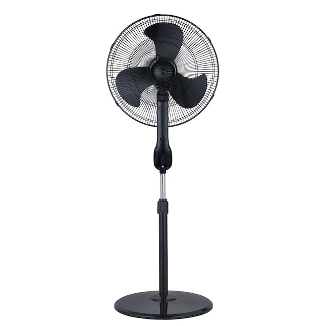 Utilitech 18-in 3-Speed Indoor Black Oscillating Pedestal Fan with Remote