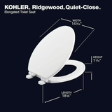 KOHLER Ridgewood Wood White Elongated Soft Close Toilet Seat