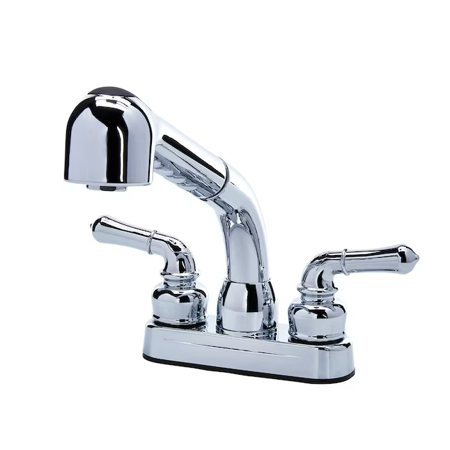 Project Source Chrome 2-handle Deck-mount Utility Faucet with Pulldown Sprayer