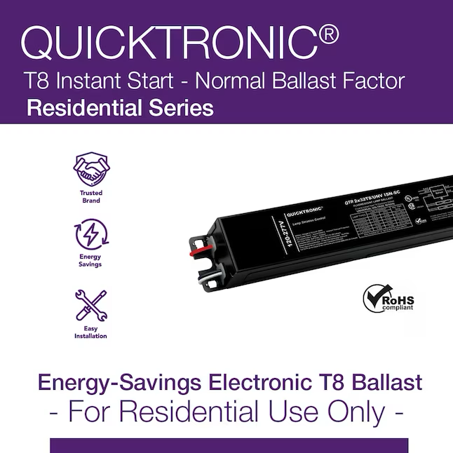 QUICKTRONIC T8 2-Bulb Residential Fluorescent Light Ballast