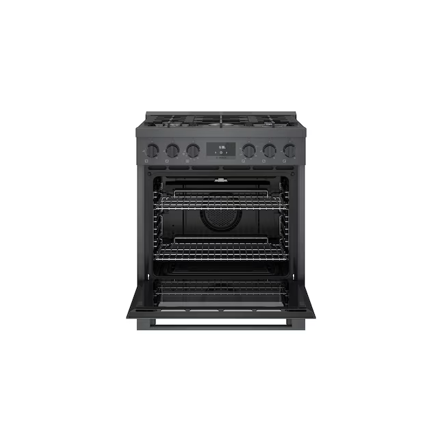 Bosch 800 Series Industrial Style 30-in 5 Burners 3.7-cu ft Convection Oven Freestanding Natural Gas Range (Black Stainless Steel)