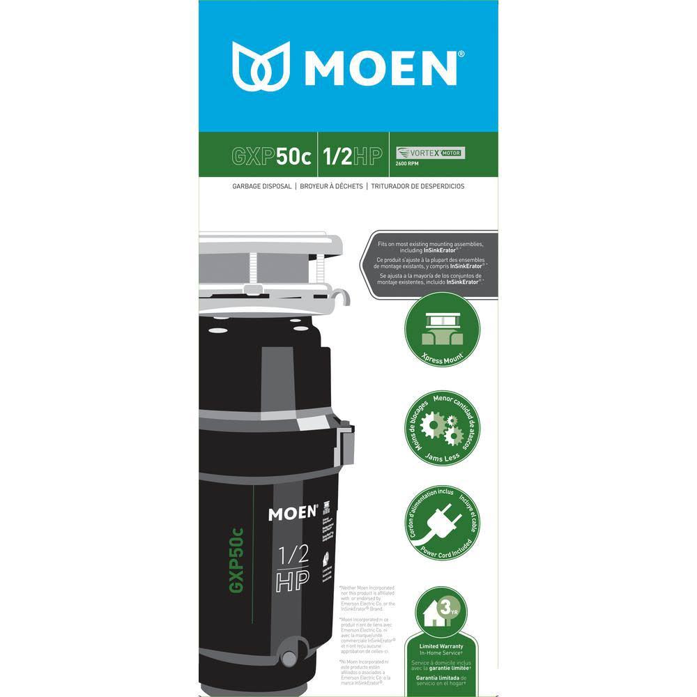 Moen Prep Corded 1/2-HP Continuous Feed Noise Insulation Garbage Disposal