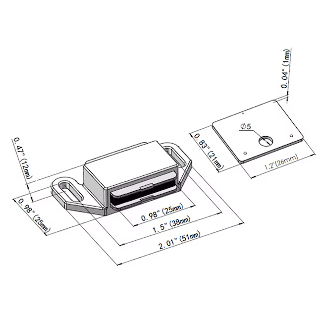 RELIABILT 51-mm Off-white Magnetic Catch Cabinet Latch