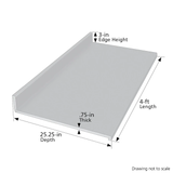 Dimensiones VT Formica 48 x 25,25 x 3,75 pulgadas Carrara Bianco 6696-43 Encimera laminada recta con protector contra salpicaduras integrado 