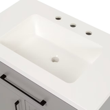 Style Selections Potter tocador de baño con lavabo individual gris de 30 pulgadas con tapa de mármol cultivado blanco