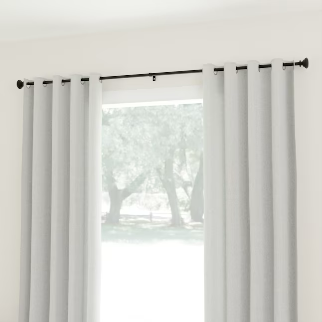 Style Selections Sema Barra de cortina simple de acero bronce aceitado oscuro de 48 a 84 pulgadas con remates