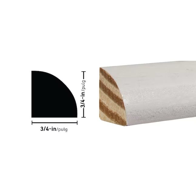 RELIABILT Moldura de cuarto de vuelta de pino imprimado de 3/4 pulgadas x 12 pies