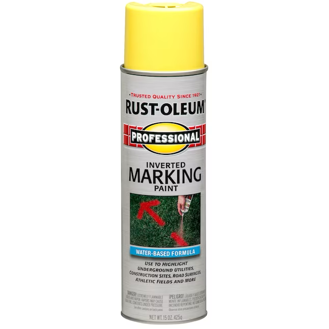 Rust-Oleum Professional Pintura para marcar a base de agua amarilla de alta visibilidad (bote de aerosol)