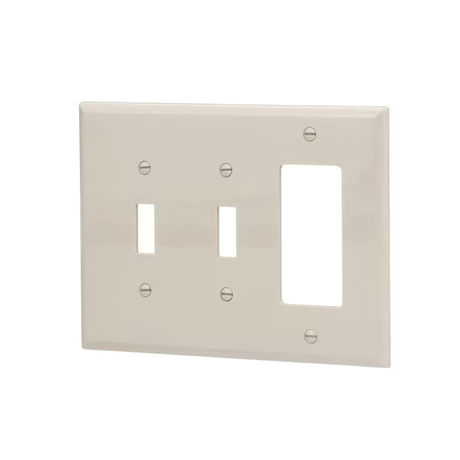 Eaton 3-Gang Midsize Light Almond Polycarbonate Indoor Toggle/Decorator Wall Plate