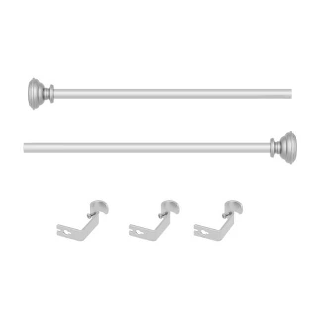 Style Selections Sema 48-in to 84-in Brushed Nickel Steel Single Curtain Rod with Finials