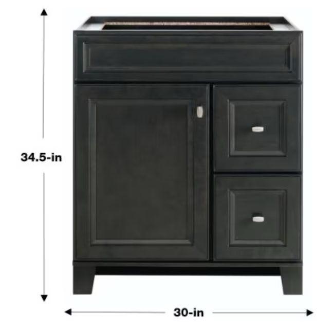 Diamond NOW Goslin 30-in Storm Gray Bathroom Vanity Base Cabinet without Top