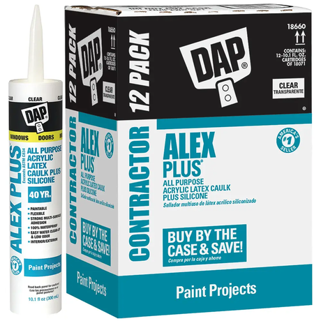 DAP Alex Plus Paintable Latex Caulk (10.1oz, Clear)