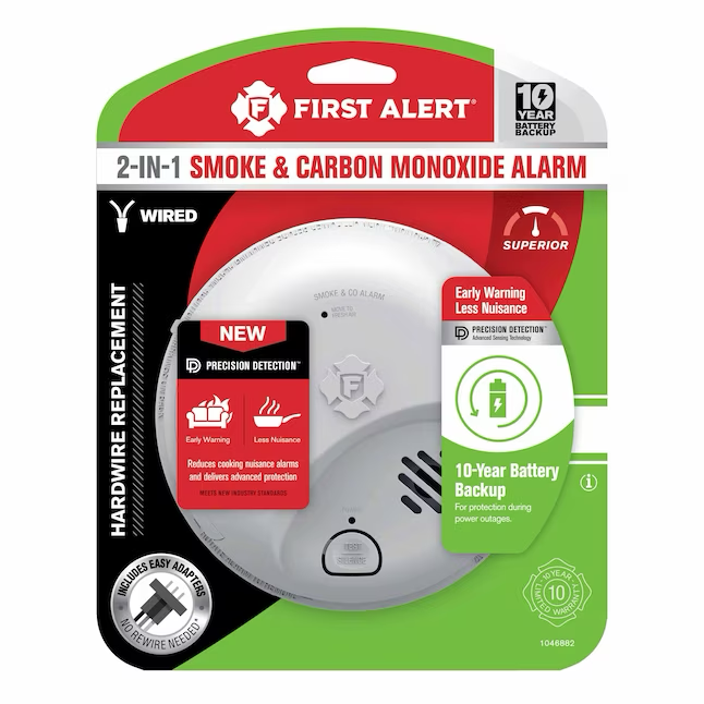 First Alert 10-Jahres-Batterie, festverdrahteter kombinierter Rauch- und Kohlenmonoxidmelder